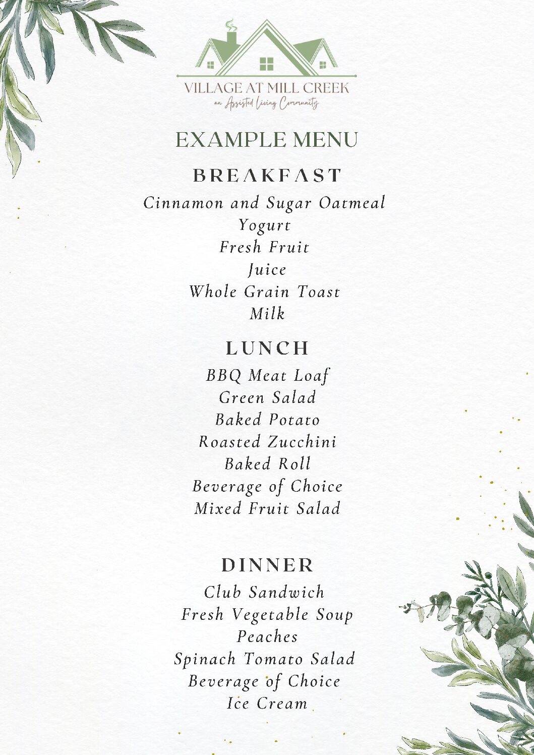 example menu